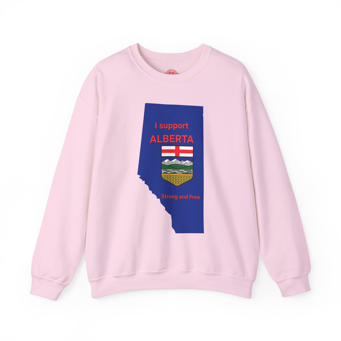 Alberta Support Crewneck Sweatshirt — I Support Alberta Crest Graphic