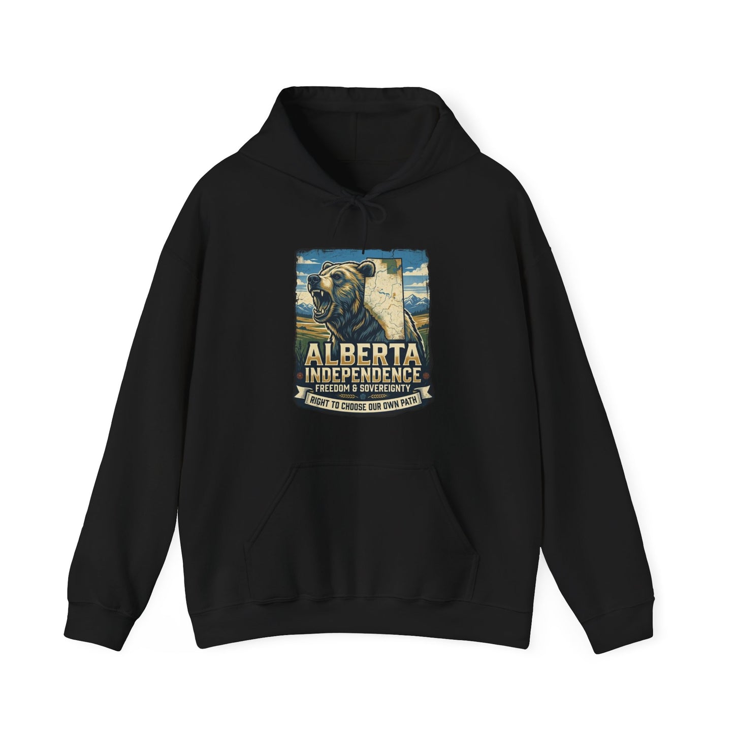 Alberta Grizzly Hoodie — Support Alberta Independence (Bear + Province Outline)