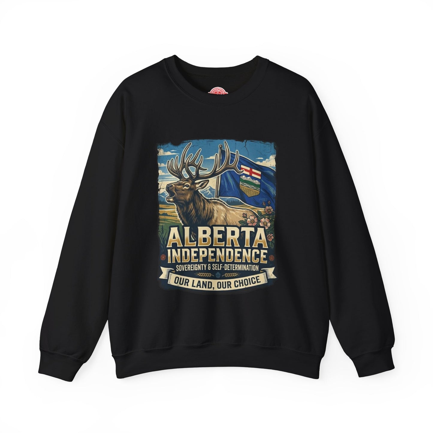 Alberta Independence Sweatshirt — Alberta Flag & Bull Elk