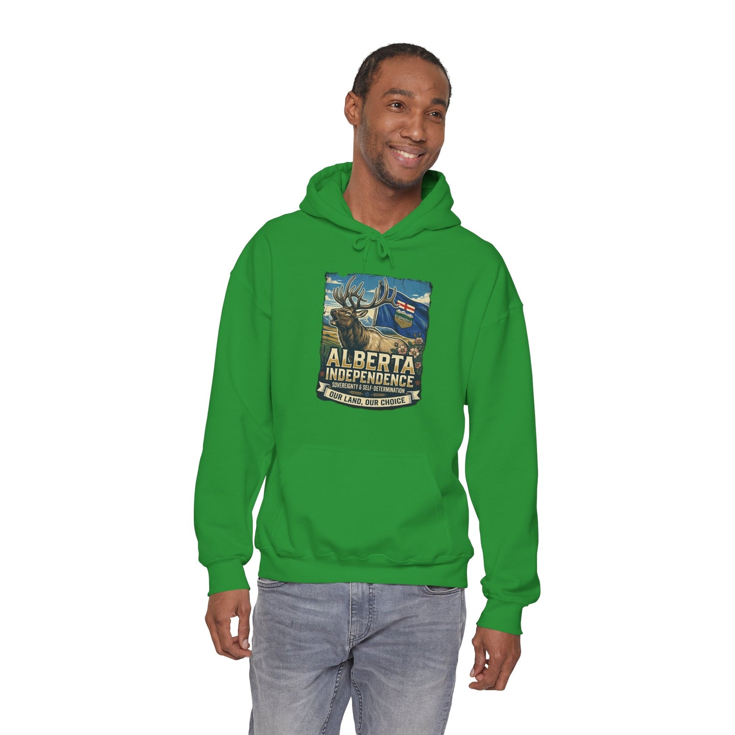 Alberta Independence Hoodie — Bull Elk & Flag