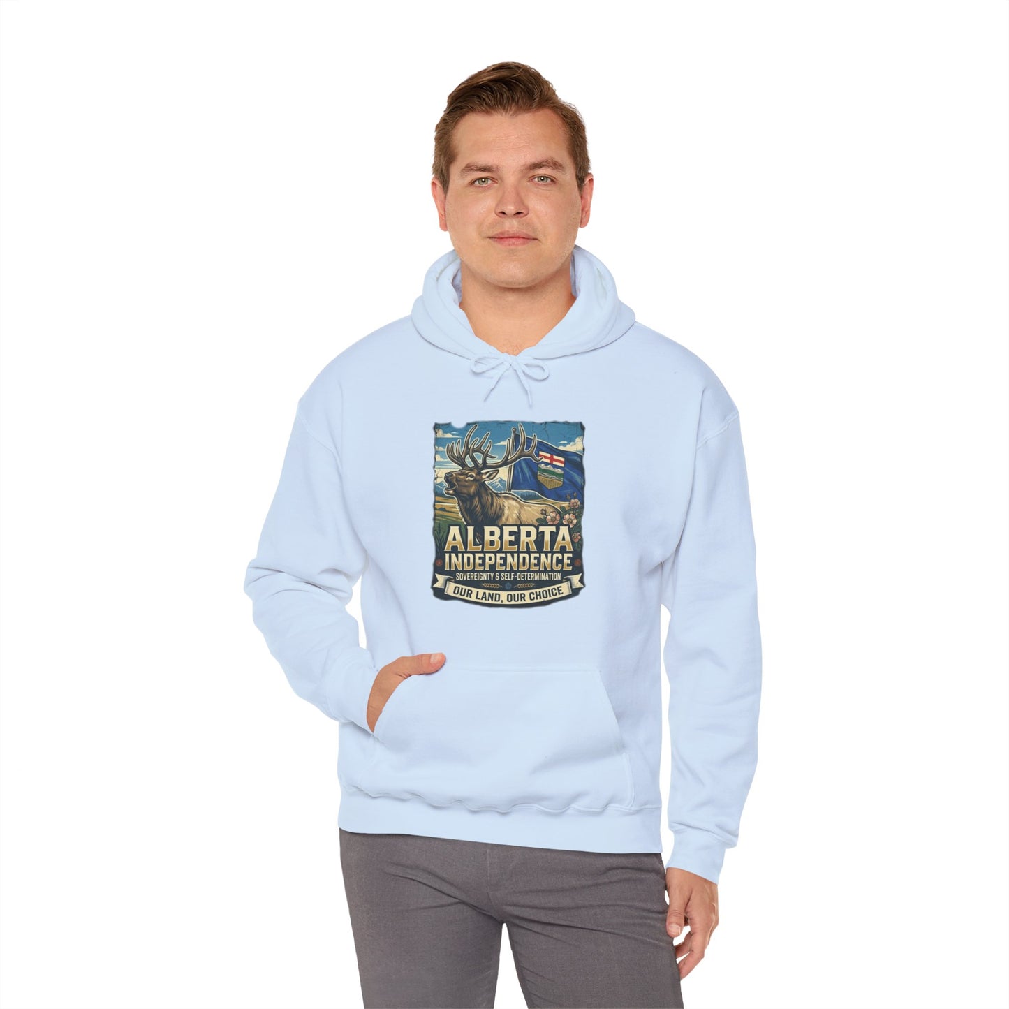 Alberta Independence Hoodie — Bull Elk & Flag