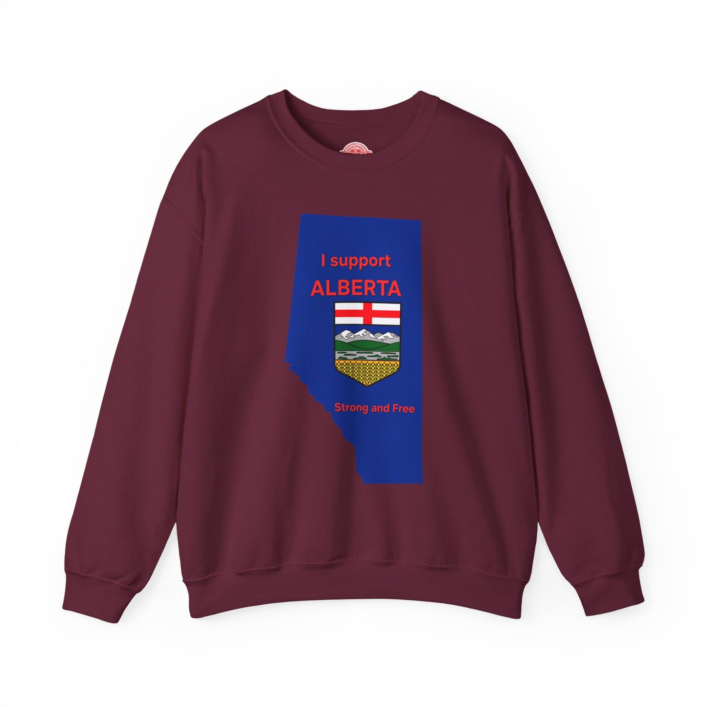 Alberta Support Crewneck Sweatshirt — I Support Alberta Crest Graphic