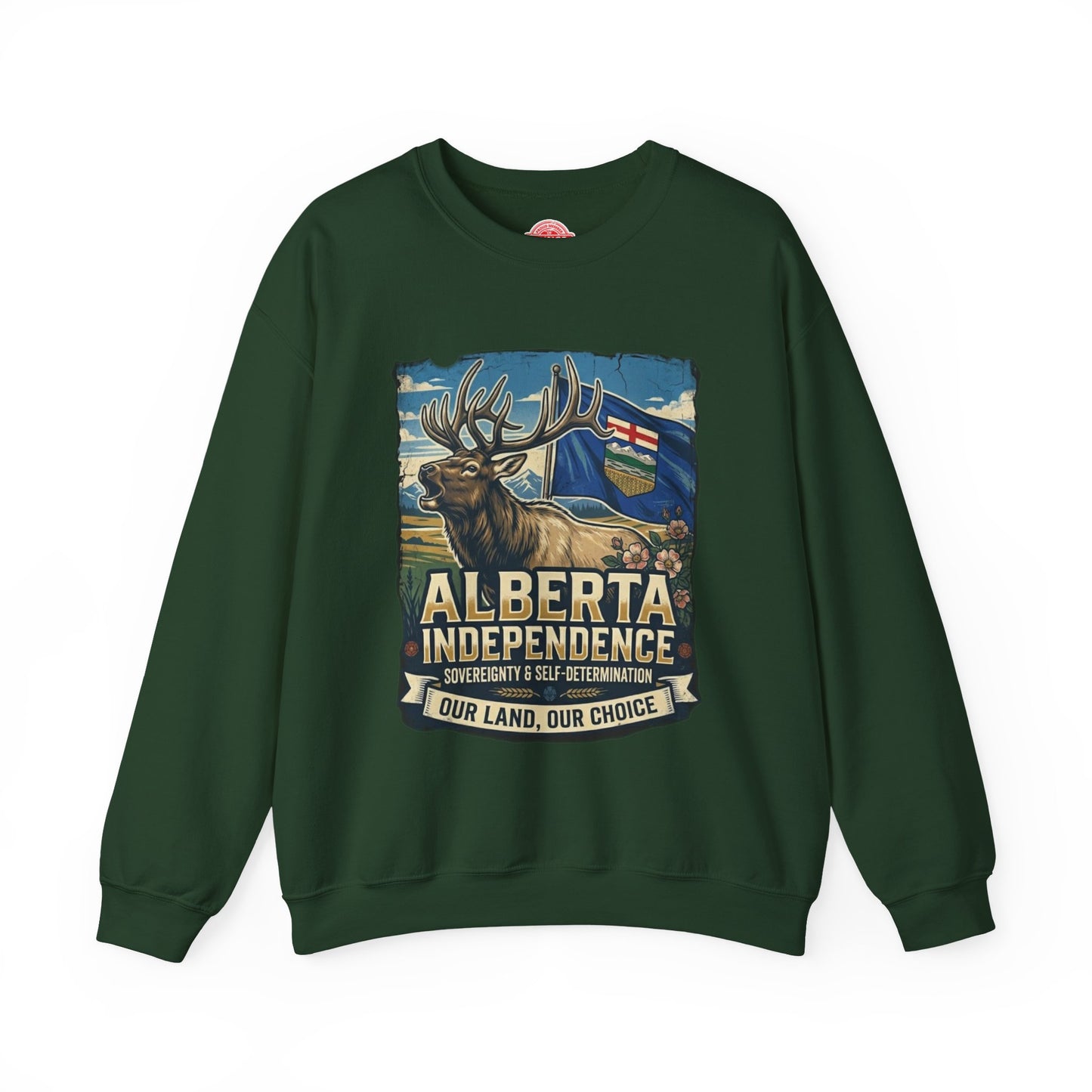 Alberta Independence Sweatshirt — Alberta Flag & Bull Elk