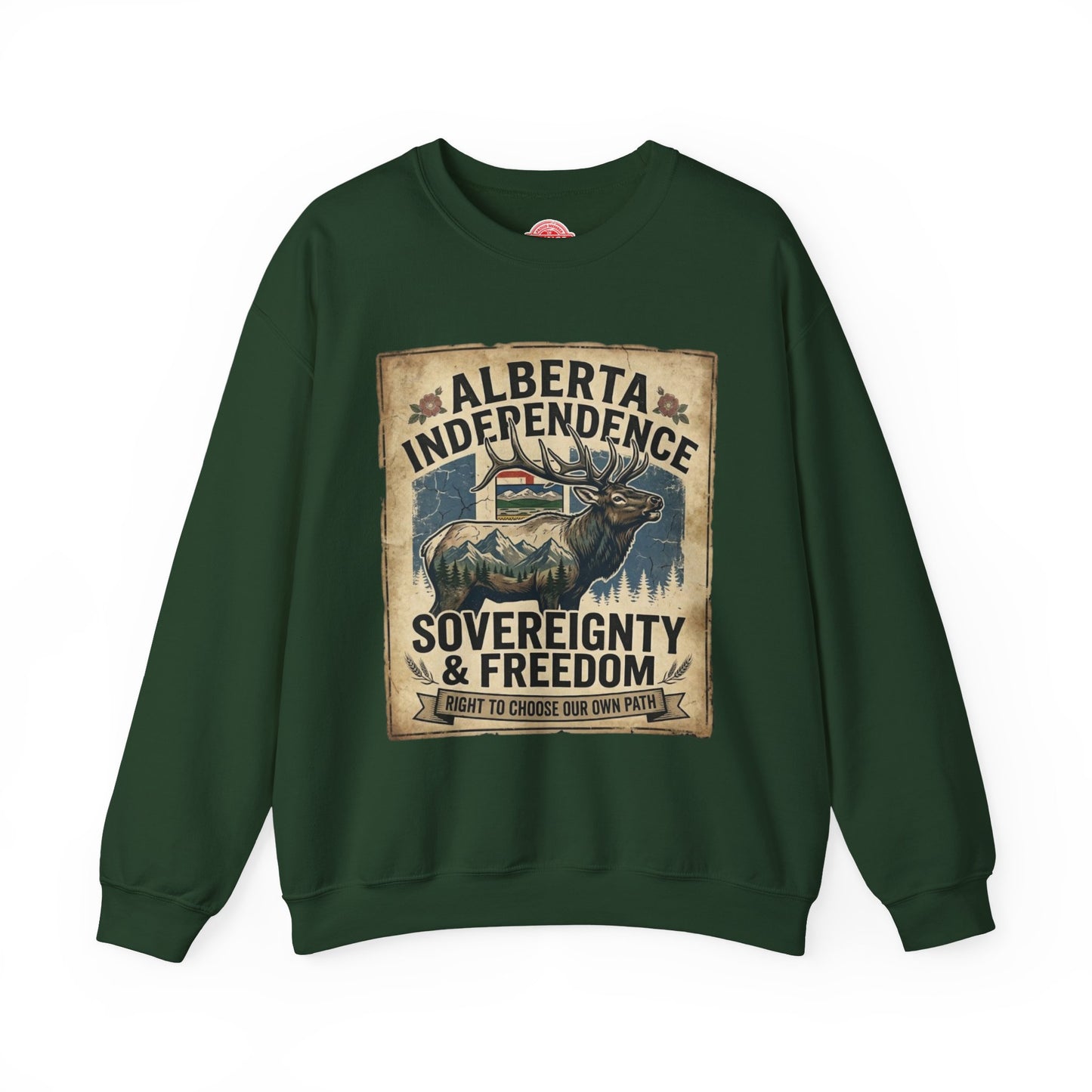 Alberta Independence Elk Sweatshirt — Alberta Flag & Bull Elk Design