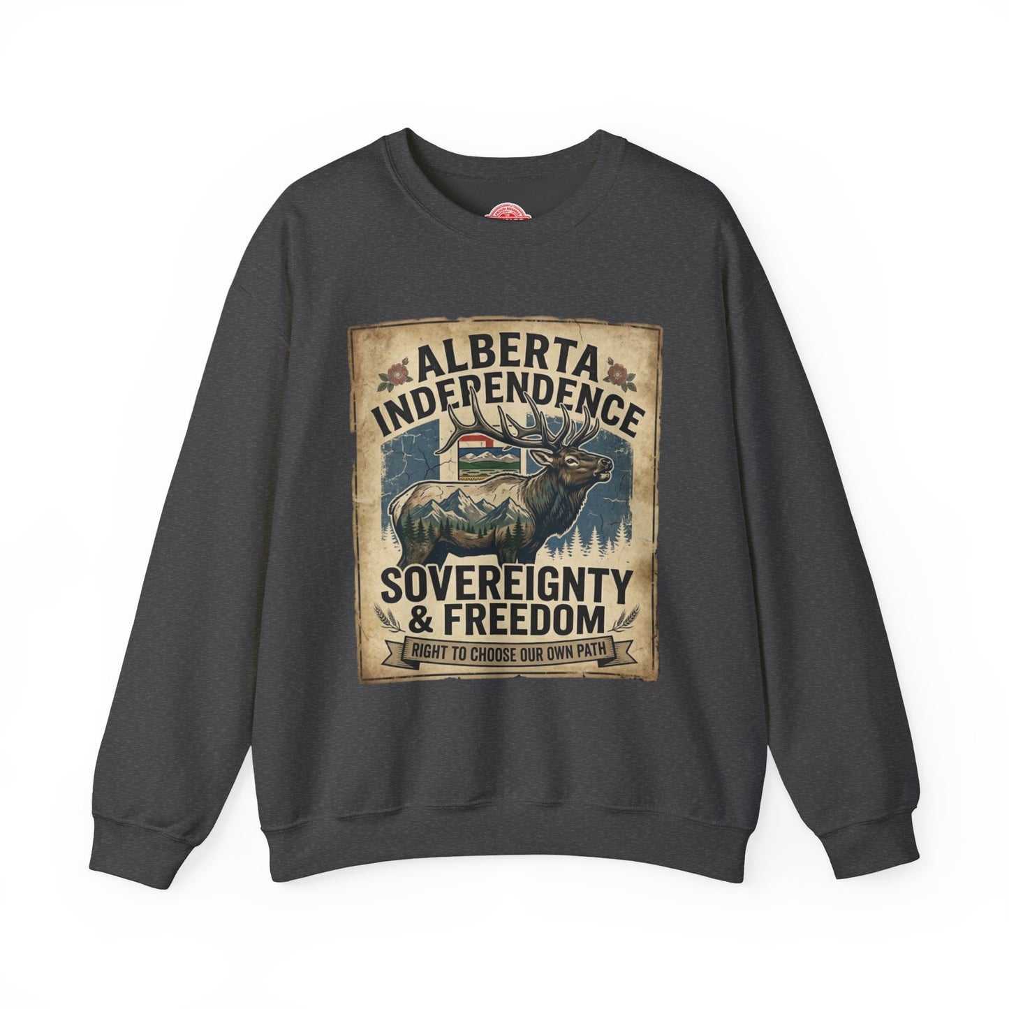 Alberta Independence Elk Sweatshirt — Alberta Flag & Bull Elk Design