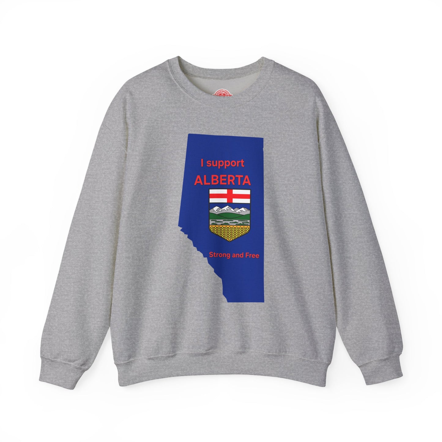 Alberta Support Crewneck Sweatshirt — I Support Alberta Crest Graphic