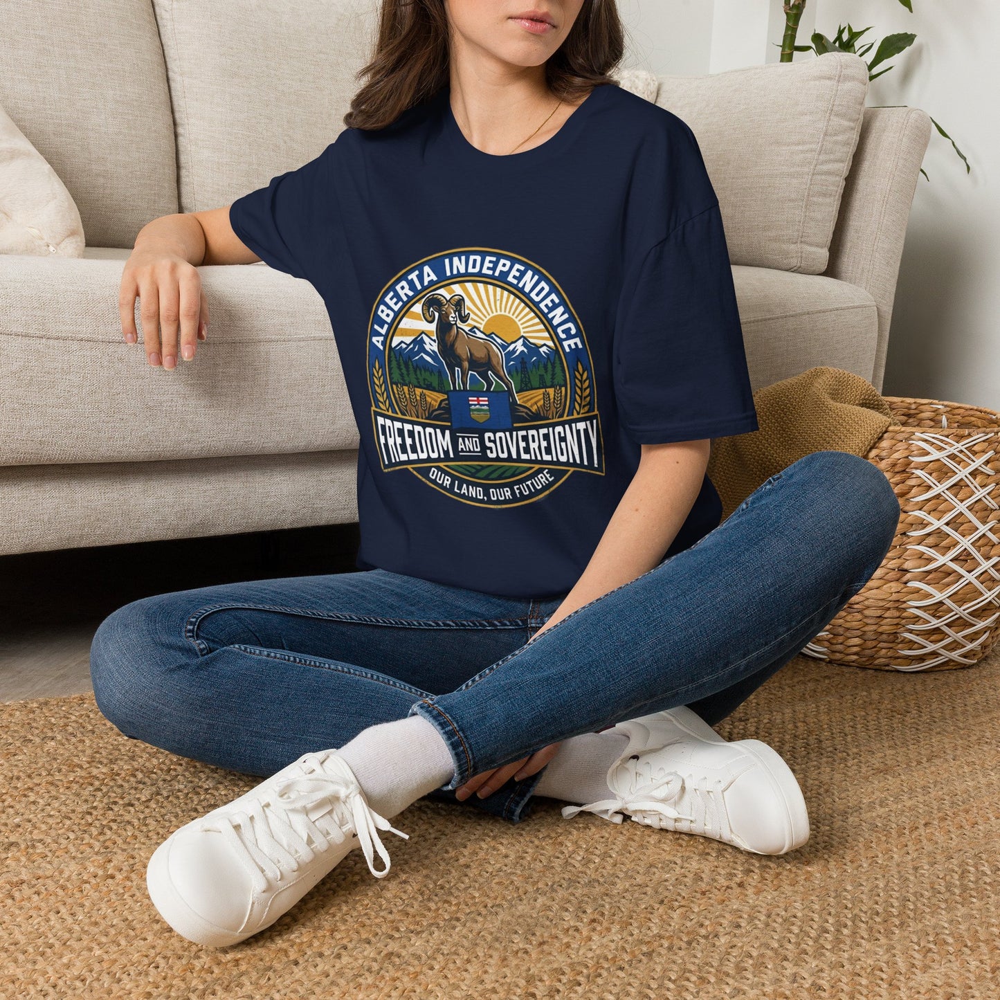 Alberta Independence Support T-Shirt — Rockies & Bighorn Sheep