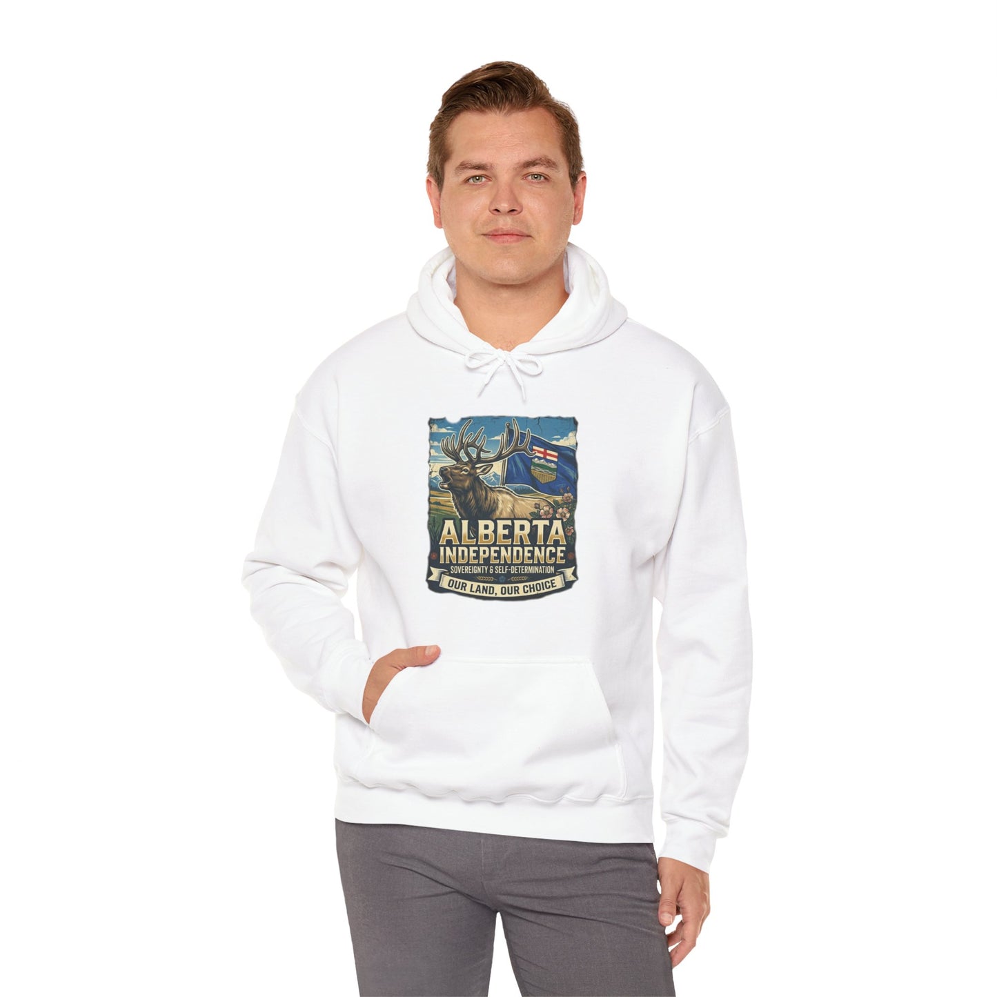 Alberta Independence Hoodie — Bull Elk & Flag