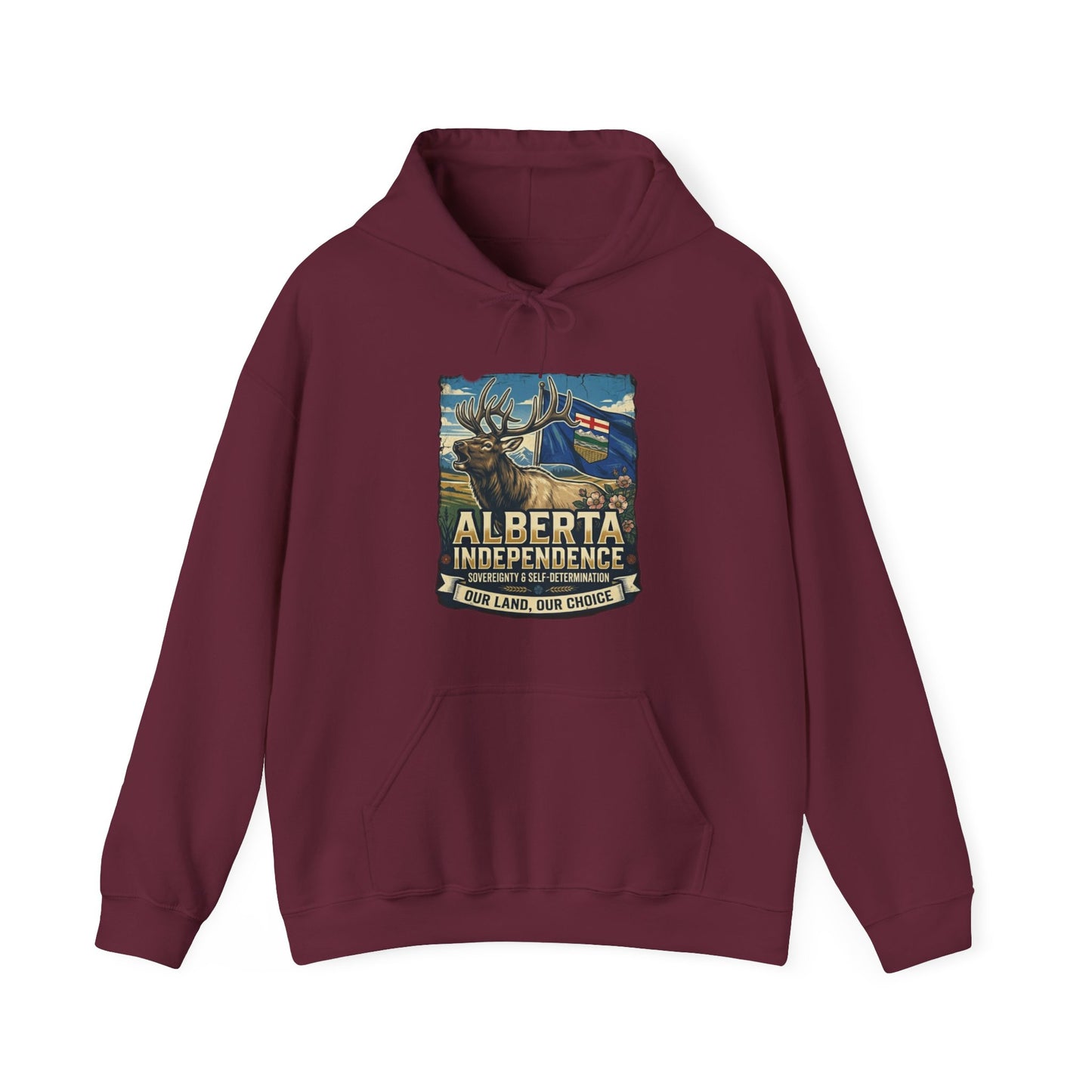 Alberta Independence Hoodie — Bull Elk & Flag