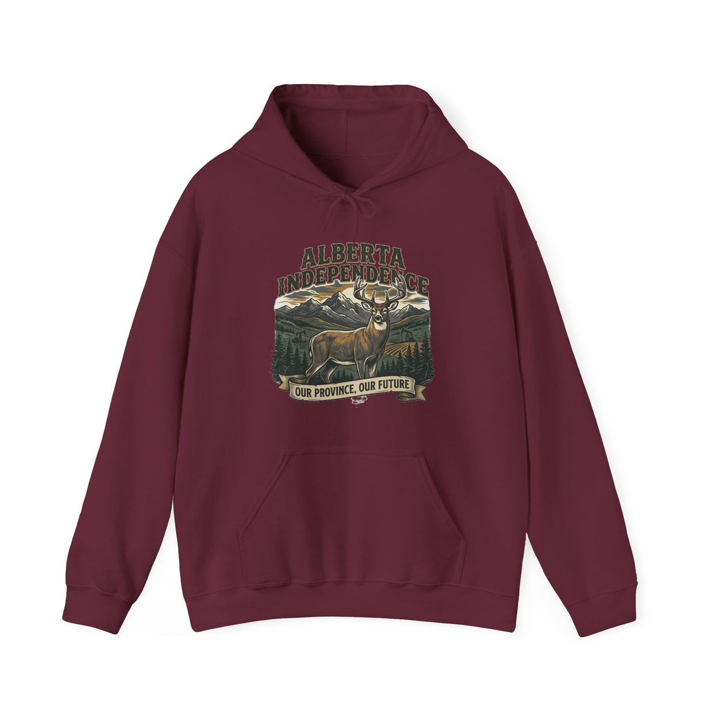 Alberta Independence Buck Hoodie — Whitetail Deer Graphic