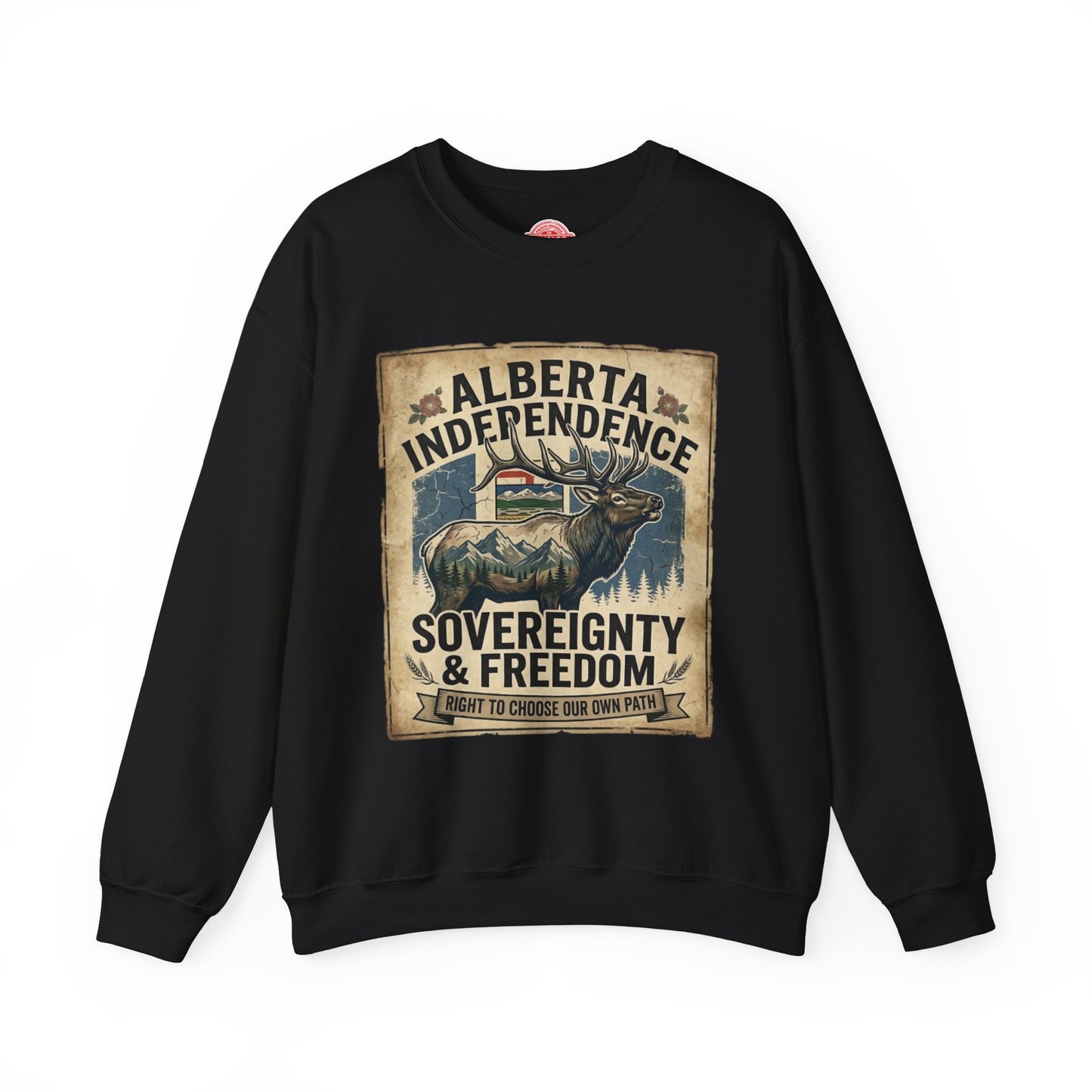 Alberta Independence Elk Sweatshirt — Alberta Flag & Bull Elk Design