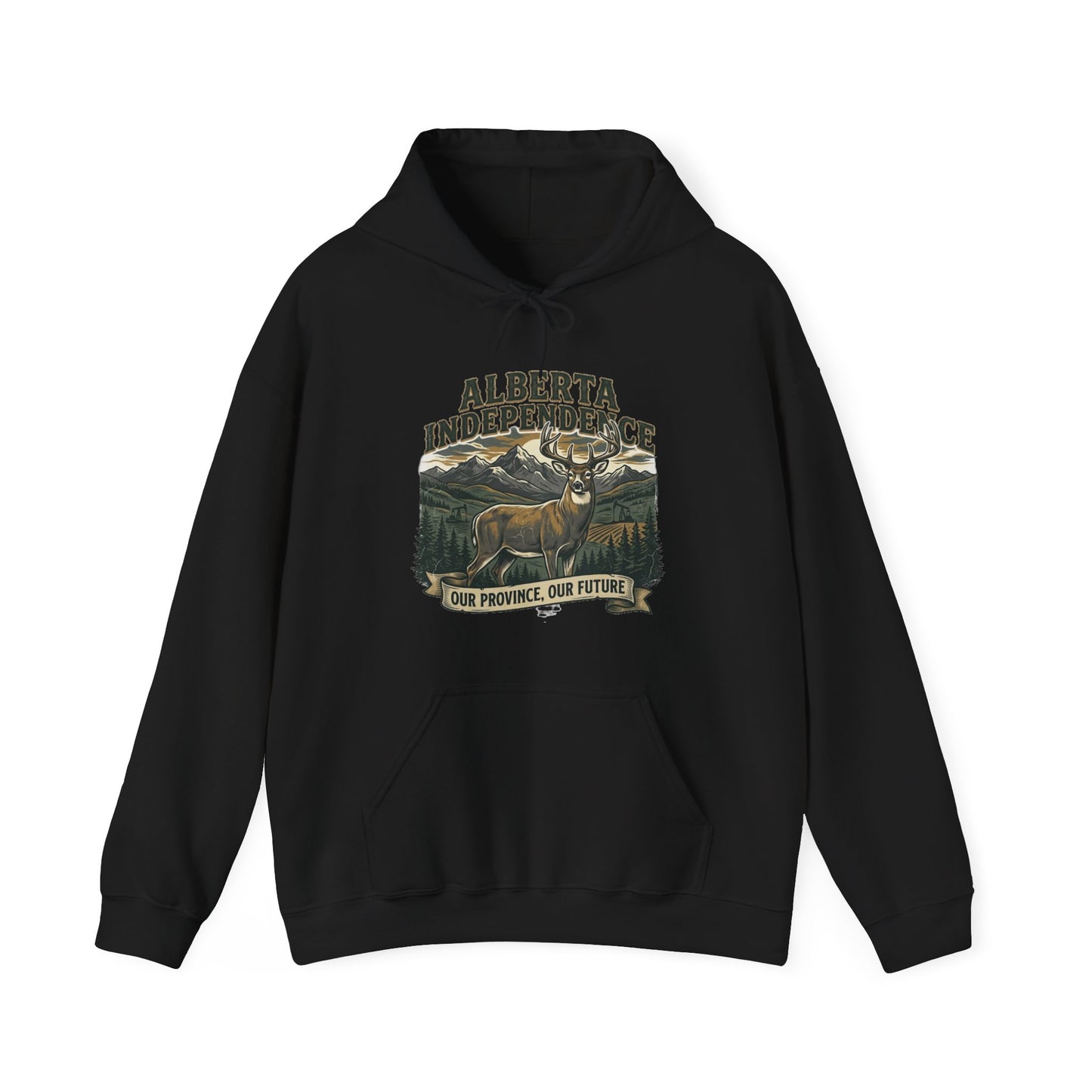 Alberta Independence Buck Hoodie — Whitetail Deer Graphic