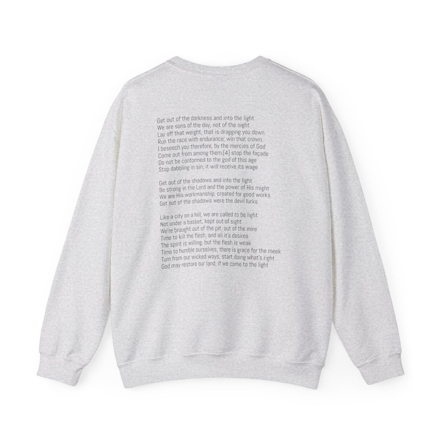 Sweatshirt with 'Come to the Light' Lyrics and Album Cover