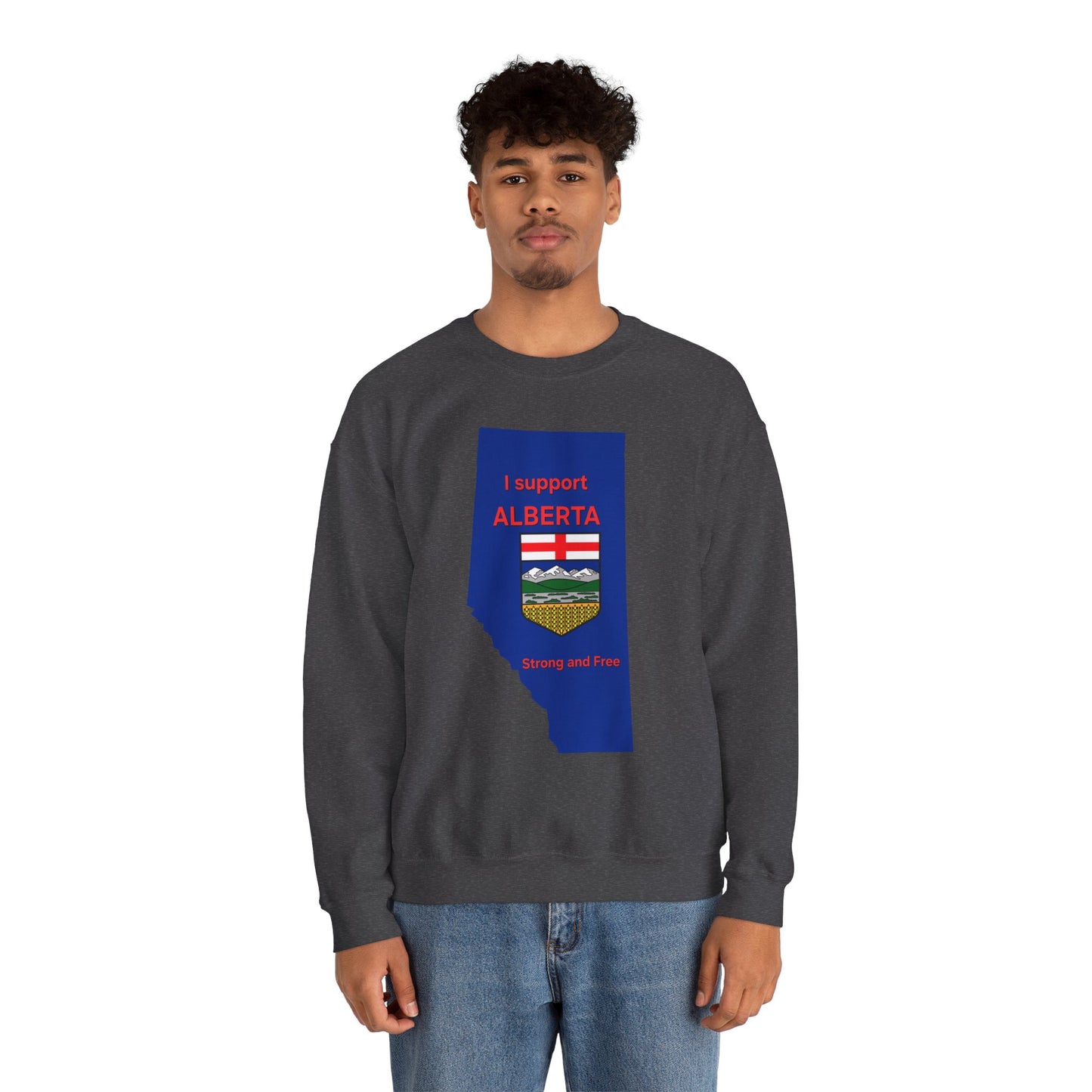 Alberta Support Crewneck Sweatshirt — I Support Alberta Crest Graphic