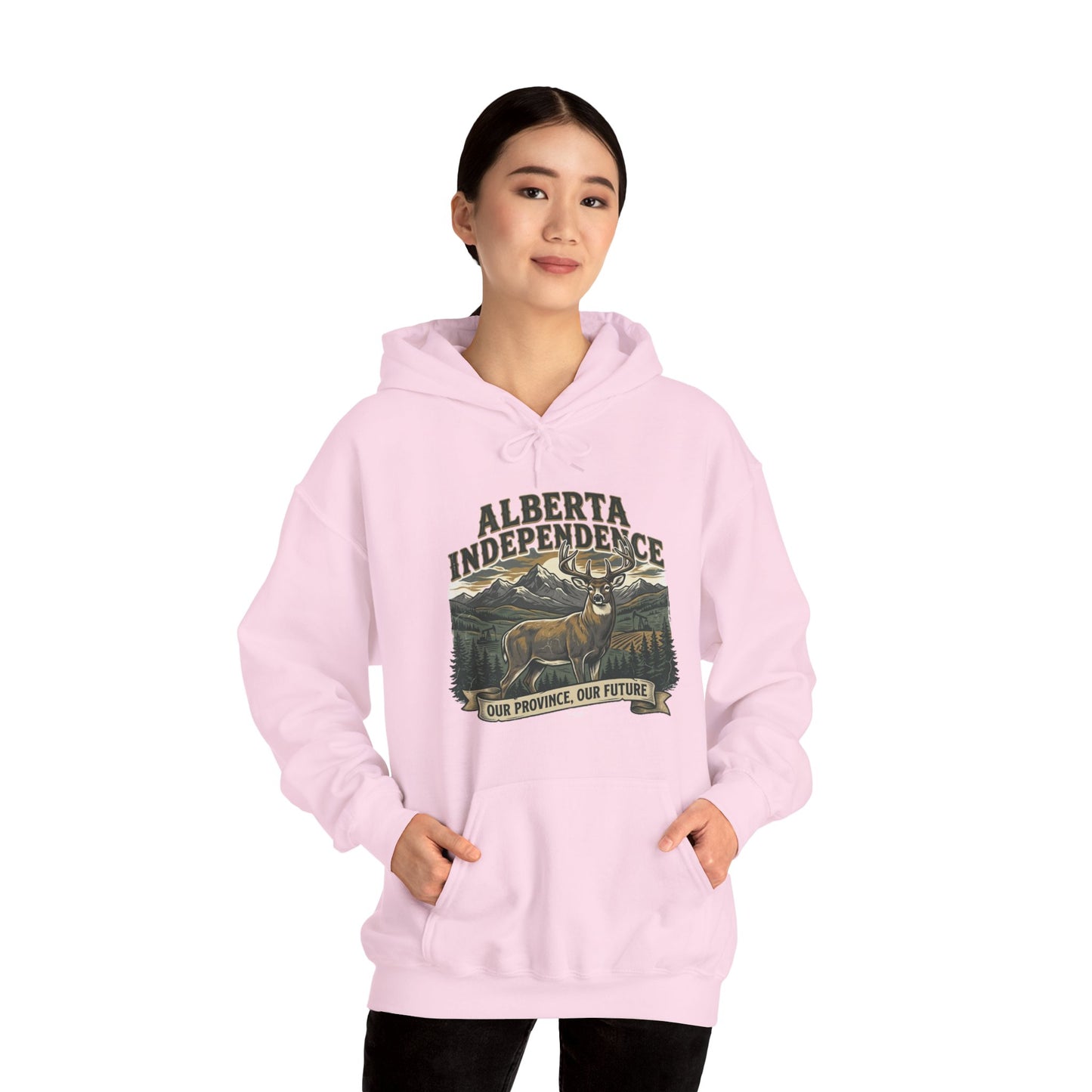 Alberta Independence Buck Hoodie — Whitetail Deer Graphic