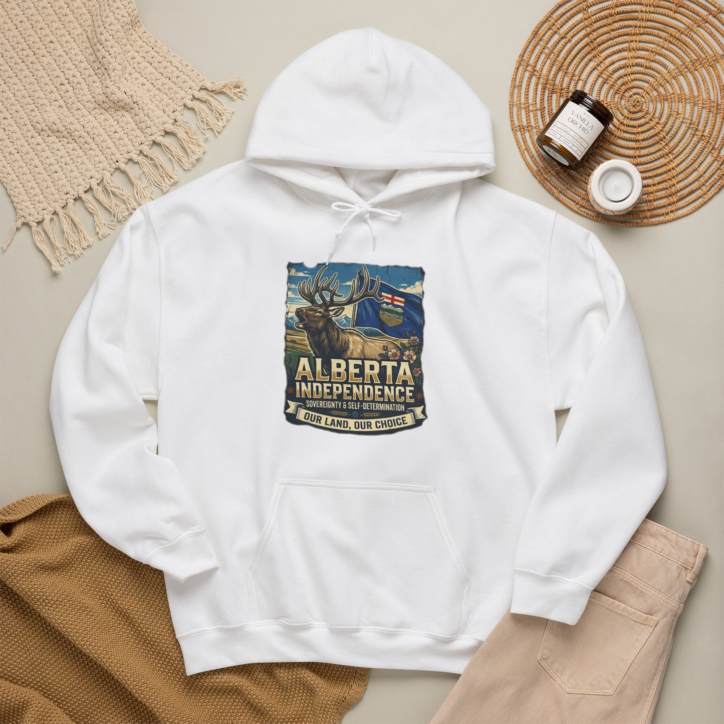 Alberta Independence Hoodie — Bull Elk & Flag