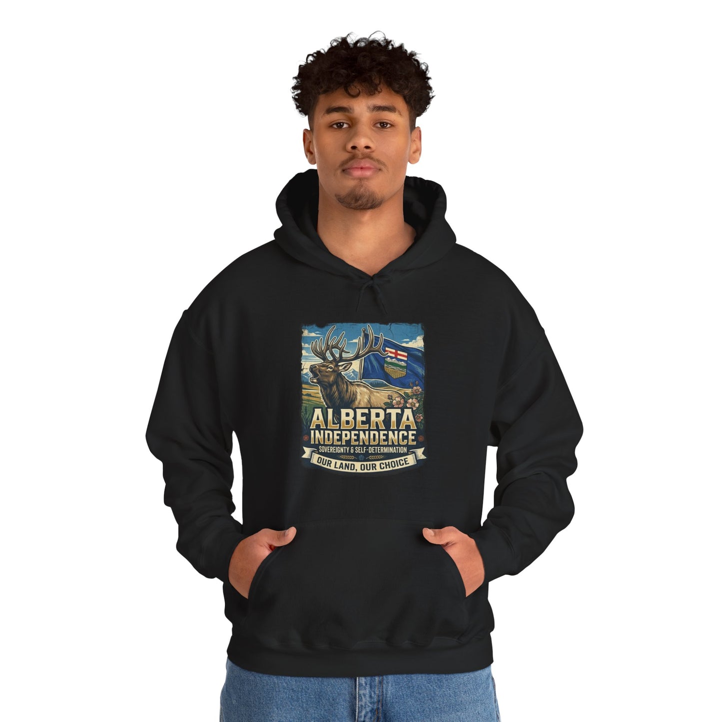 Alberta Independence Hoodie — Bull Elk & Flag