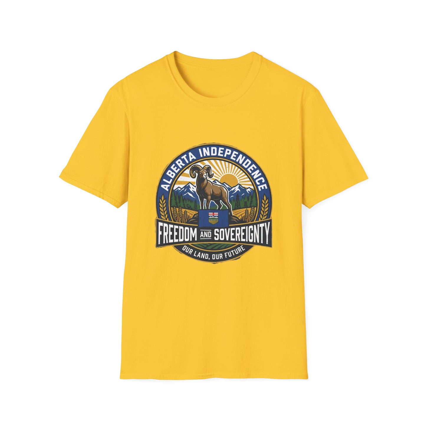 Alberta Independence Support T-Shirt — Rockies & Bighorn Sheep