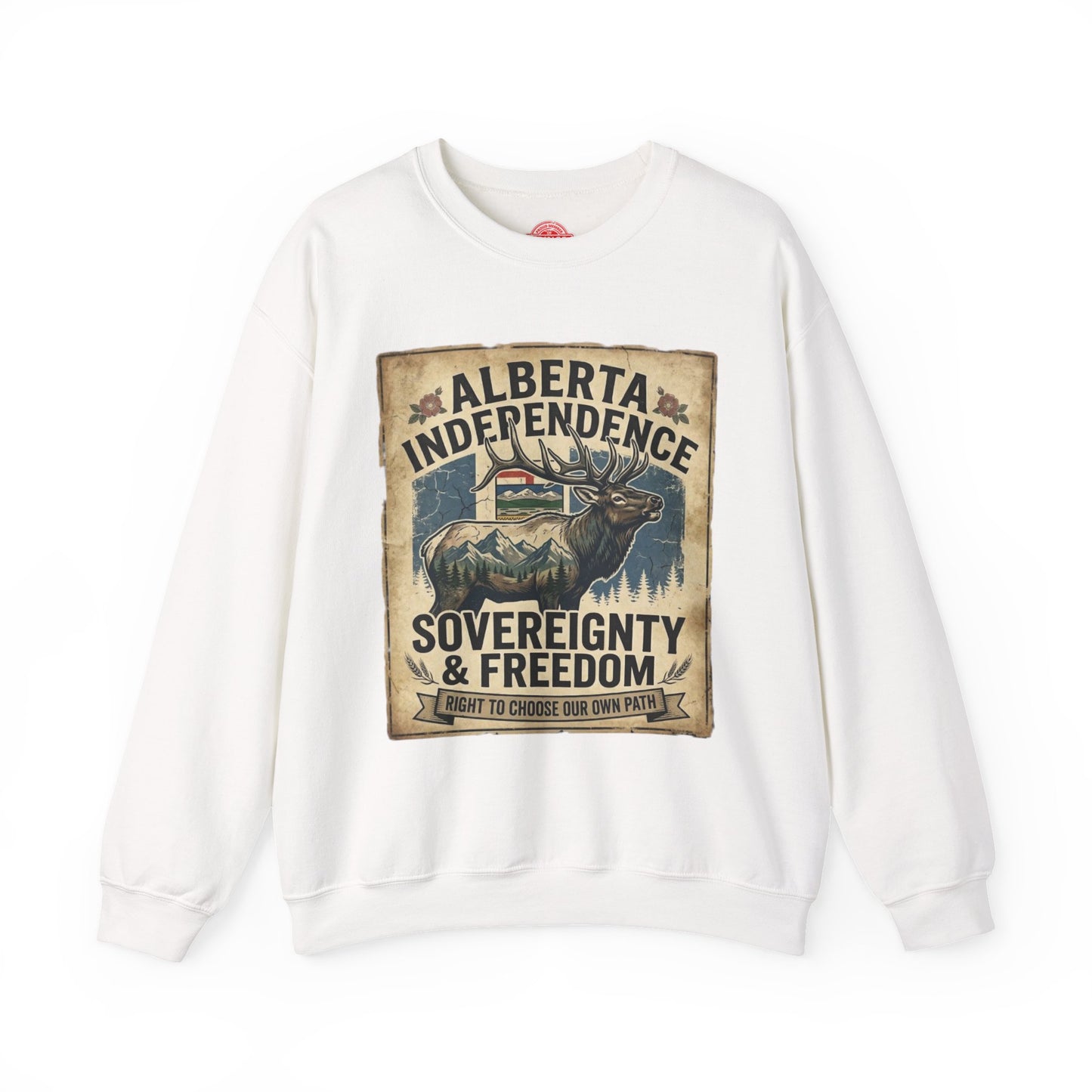 Alberta Independence Elk Sweatshirt — Alberta Flag & Bull Elk Design