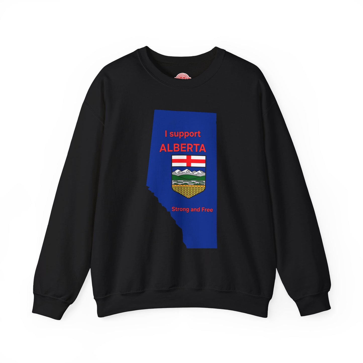 Alberta Support Crewneck Sweatshirt — I Support Alberta Crest Graphic