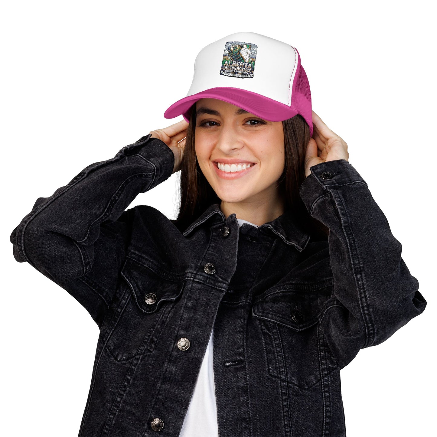 Alberta Independence Trucker Hat — Grizzly Bear & Province Outline