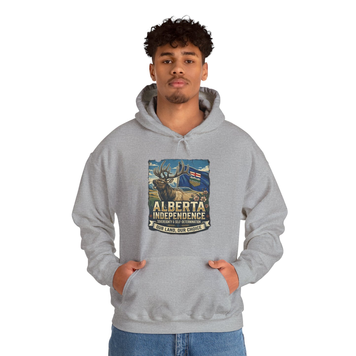 Alberta Independence Hoodie — Bull Elk & Flag
