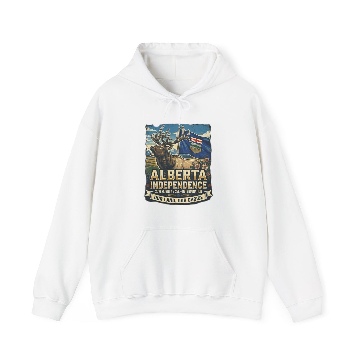 Alberta Independence Hoodie — Bull Elk & Flag