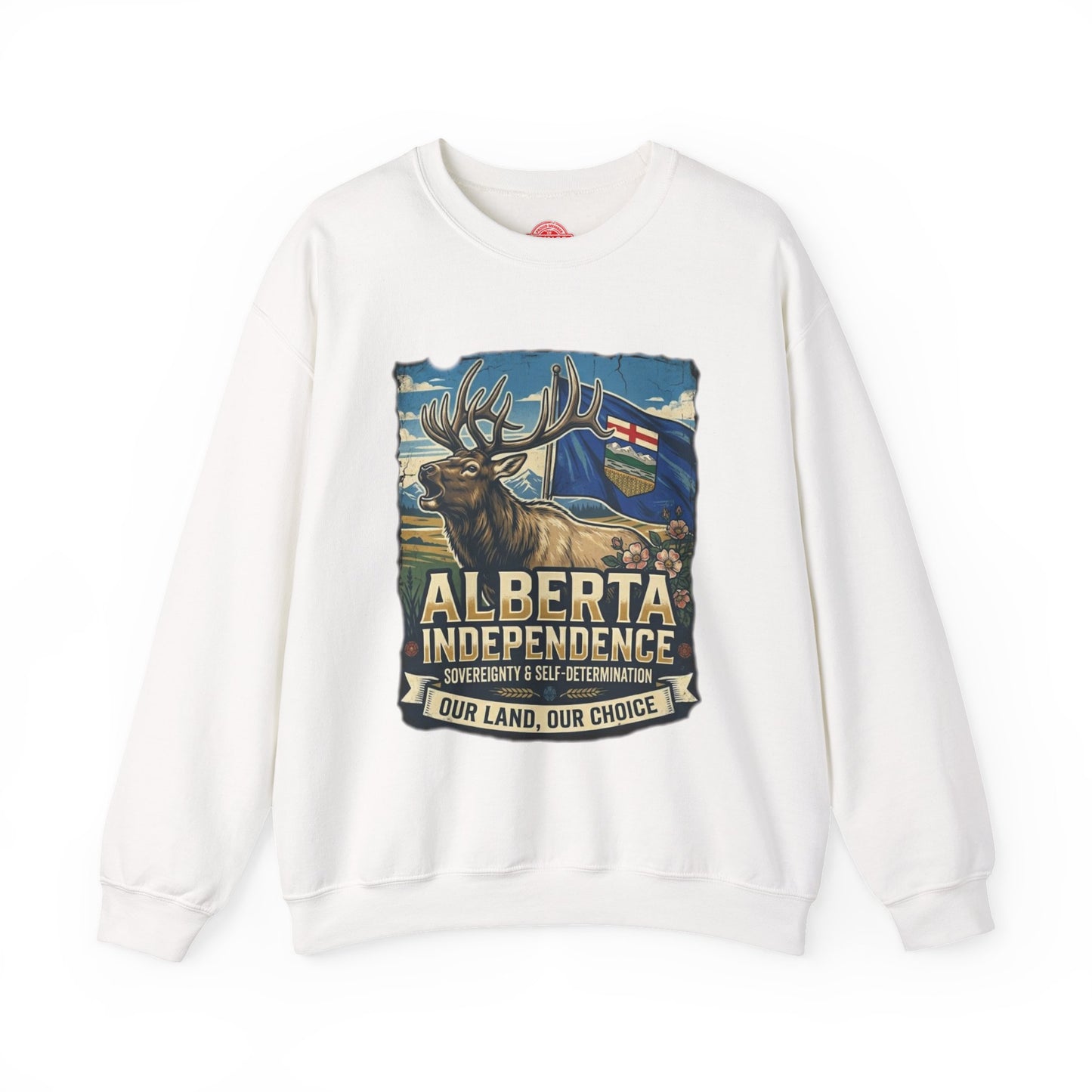 Alberta Independence Sweatshirt — Alberta Flag & Bull Elk