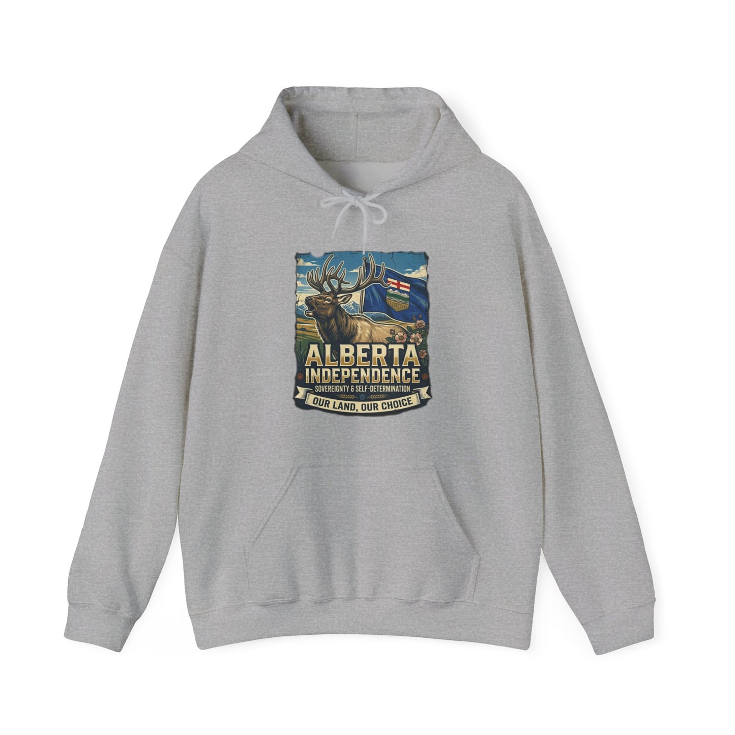 Alberta Independence Hoodie — Bull Elk & Flag