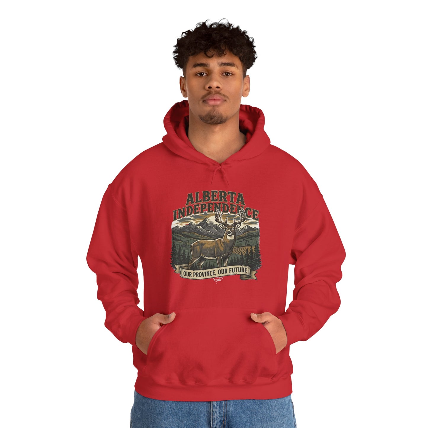 Alberta Independence Buck Hoodie — Whitetail Deer Graphic