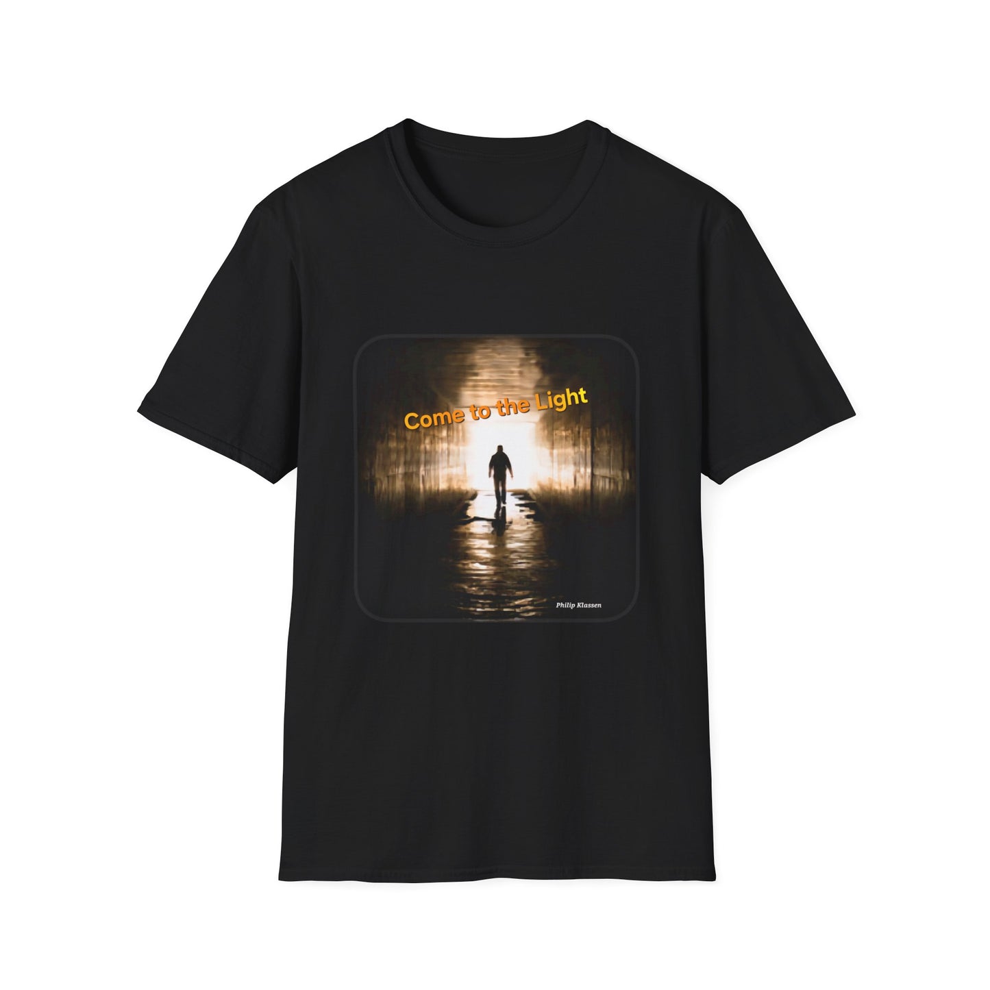 Music T-Shirt with 'Come to the Light' Lyrics and Album Cover Design