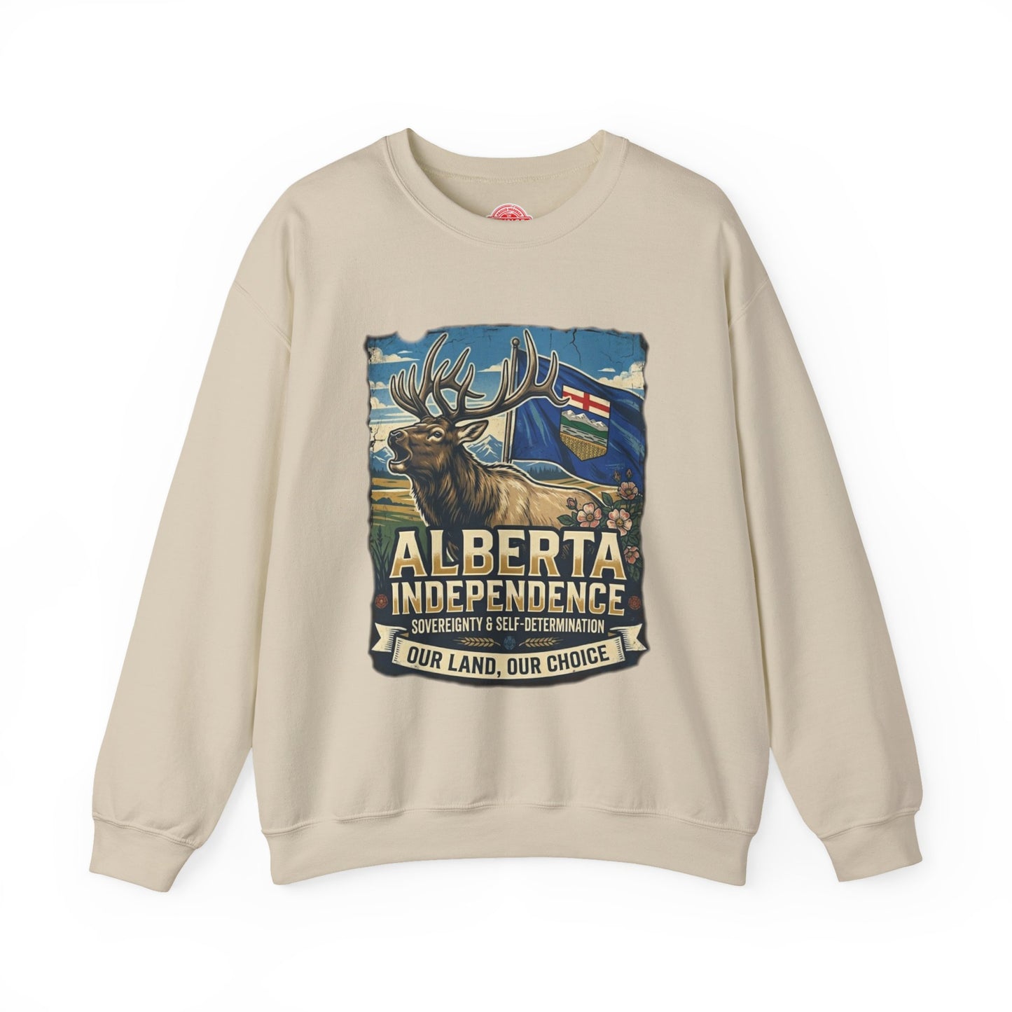 Alberta Independence Sweatshirt — Alberta Flag & Bull Elk