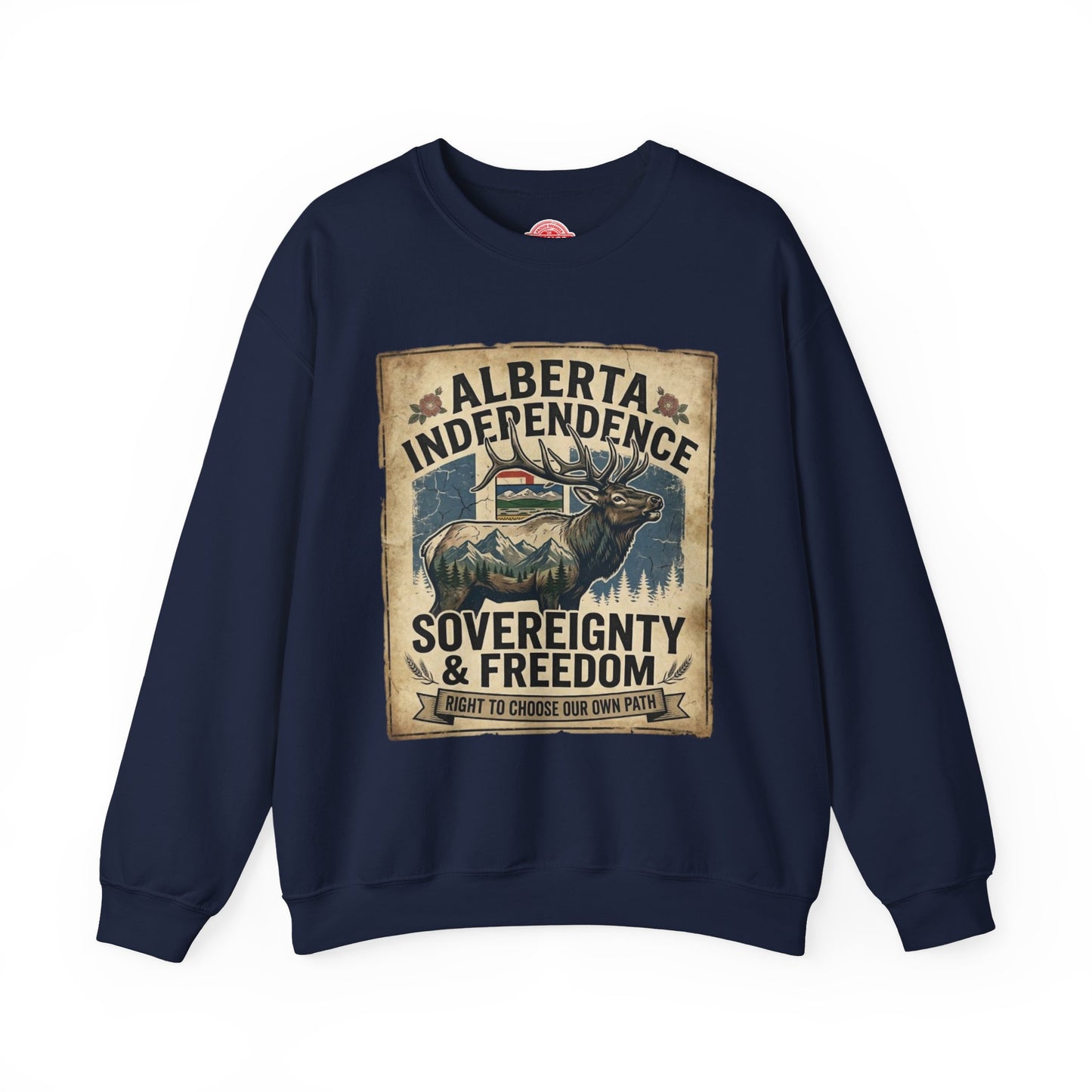 Alberta Independence Elk Sweatshirt — Alberta Flag & Bull Elk Design