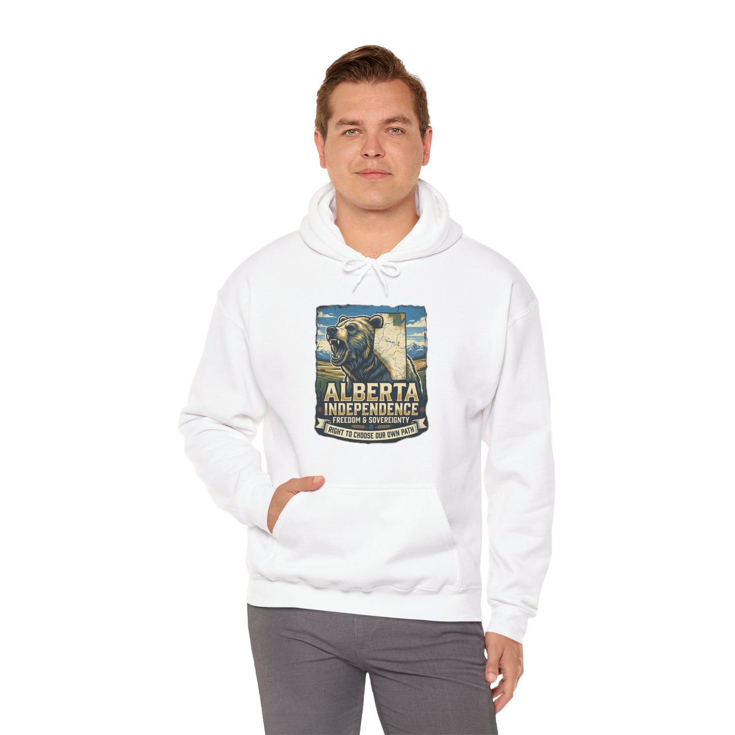 Alberta Grizzly Hoodie — Support Alberta Independence (Bear + Province Outline)