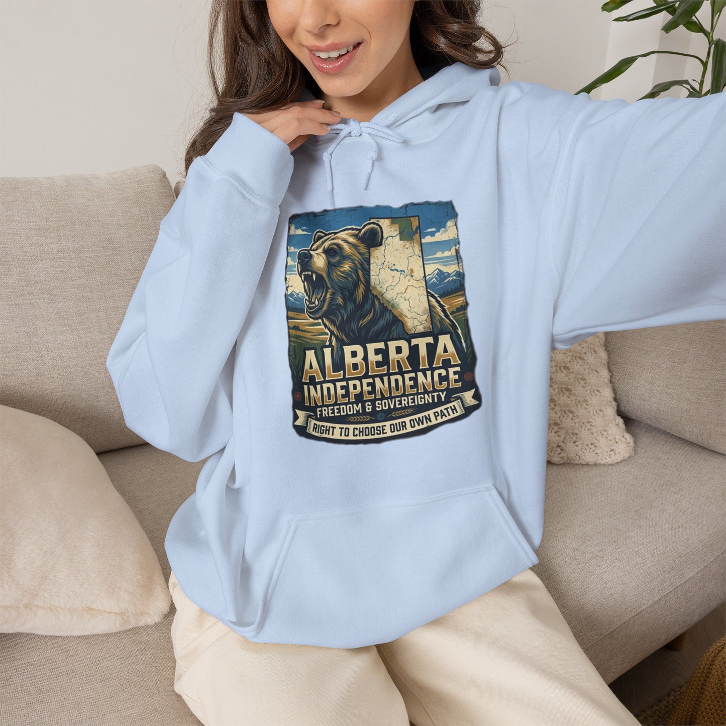 Alberta Grizzly Hoodie — Support Alberta Independence (Bear + Province Outline)
