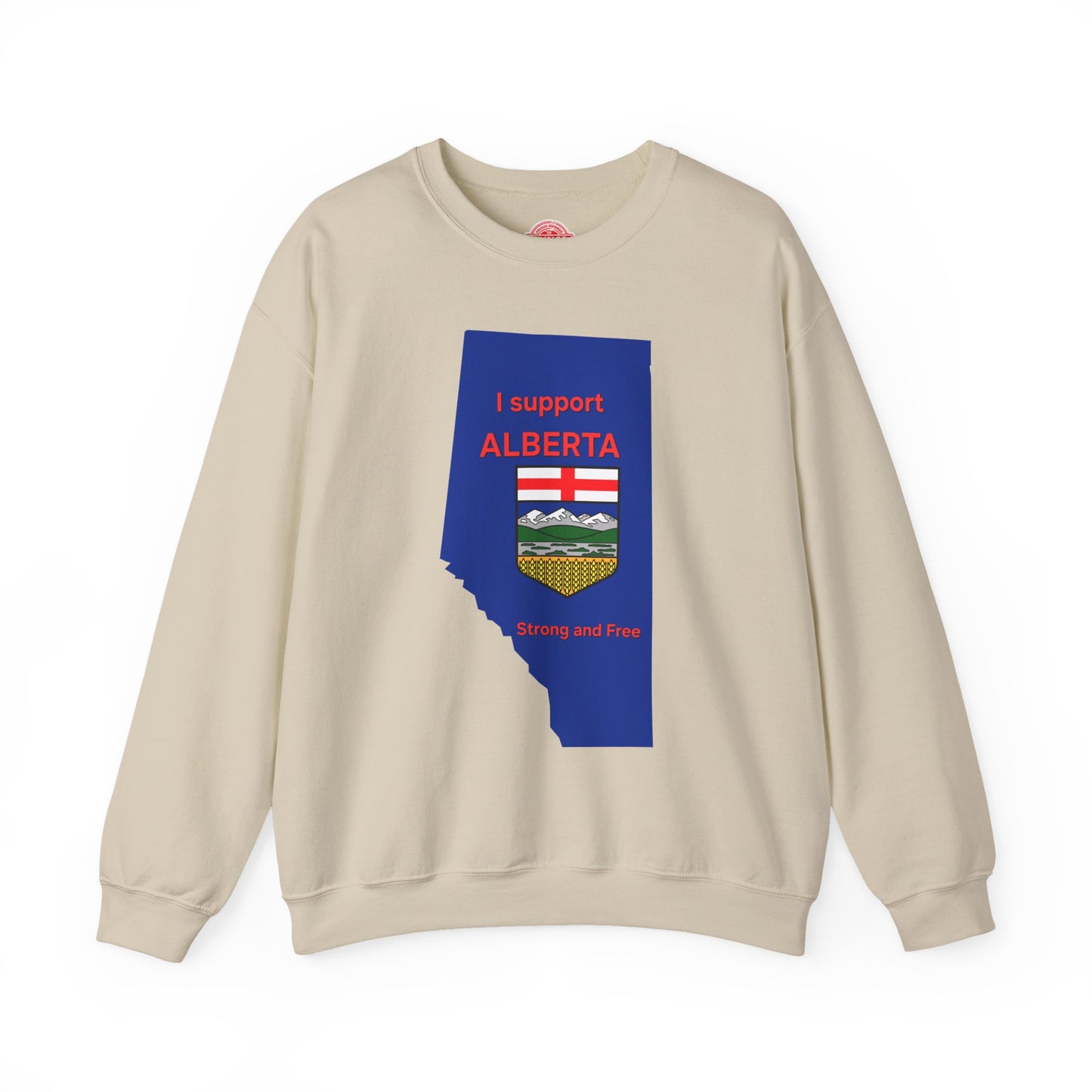Alberta Support Crewneck Sweatshirt — I Support Alberta Crest Graphic