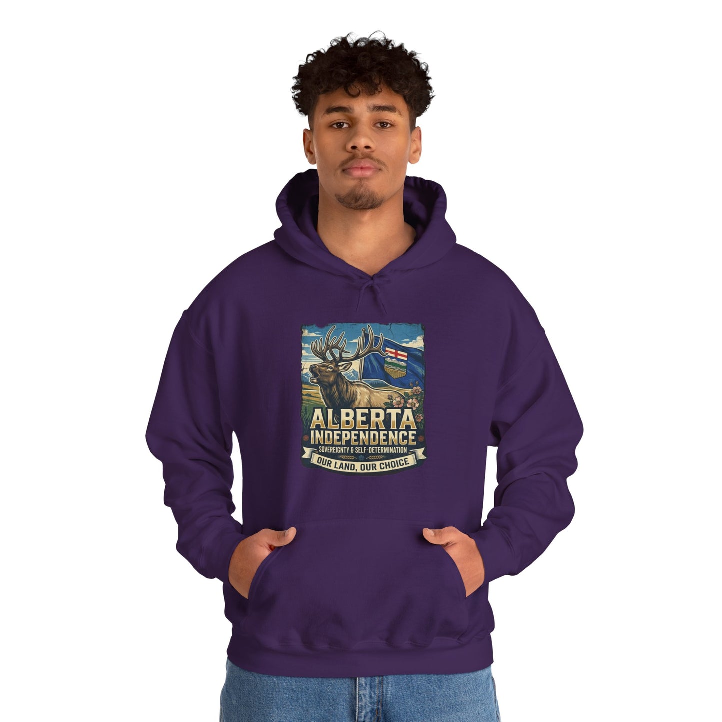 Alberta Independence Hoodie — Bull Elk & Flag