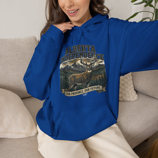 Alberta Independence Buck Hoodie — Whitetail Deer Graphic