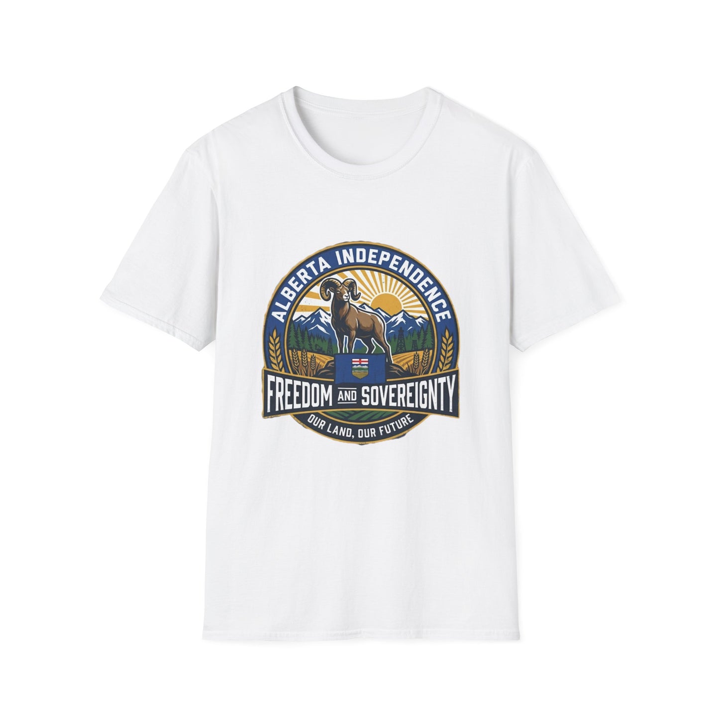 Alberta Independence Support T-Shirt — Rockies & Bighorn Sheep
