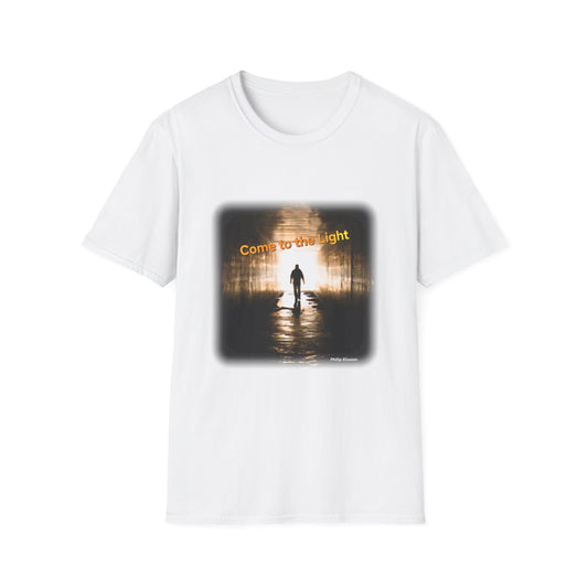 Music T-Shirt with 'Come to the Light' Lyrics and Album Cover Design
