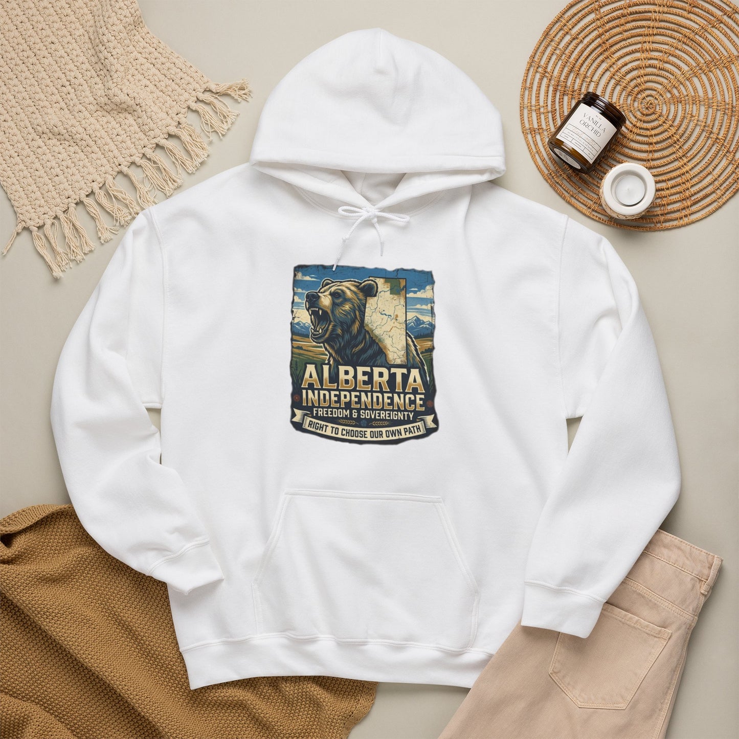 Alberta Grizzly Hoodie — Support Alberta Independence (Bear + Province Outline)