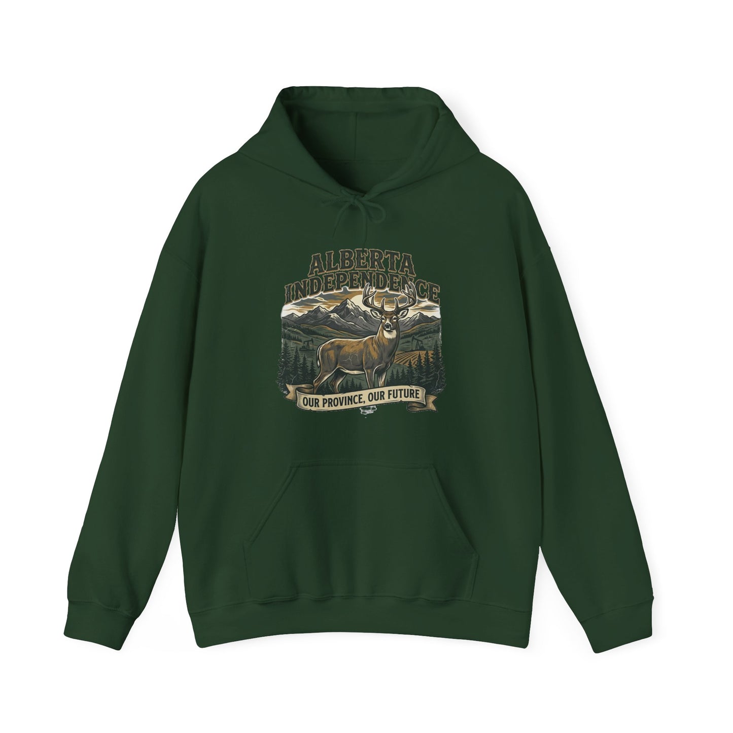 Alberta Independence Buck Hoodie — Whitetail Deer Graphic