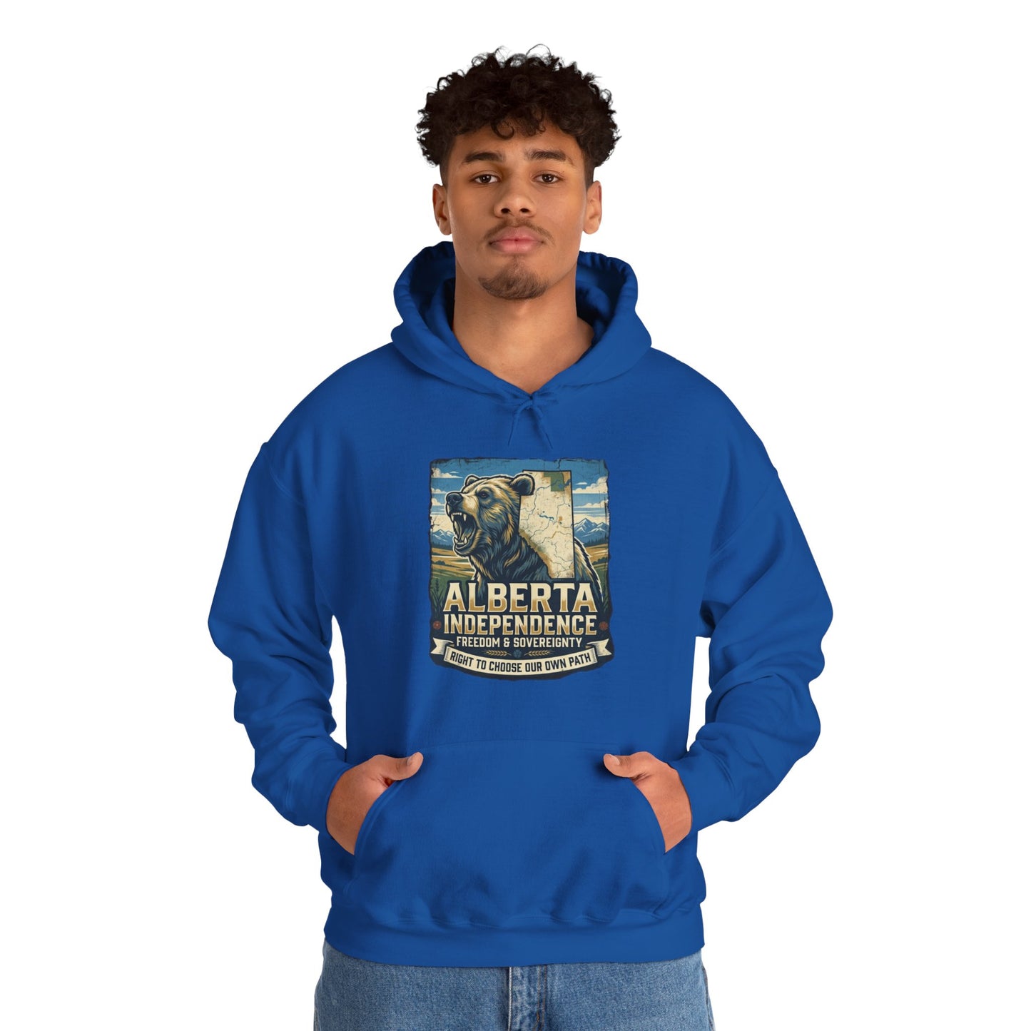 Alberta Grizzly Hoodie — Support Alberta Independence (Bear + Province Outline)