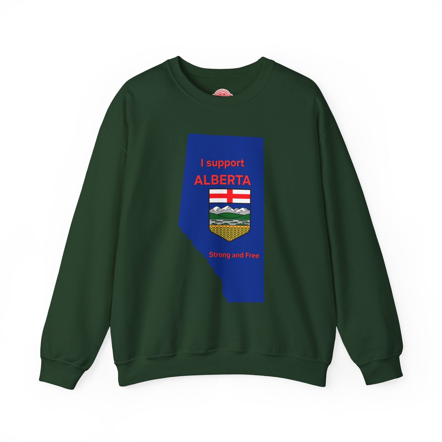 Alberta Support Crewneck Sweatshirt — I Support Alberta Crest Graphic
