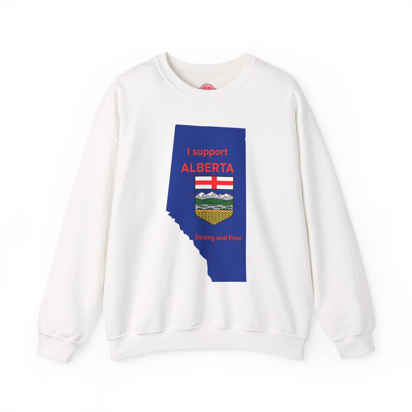 Alberta Support Crewneck Sweatshirt — I Support Alberta Crest Graphic