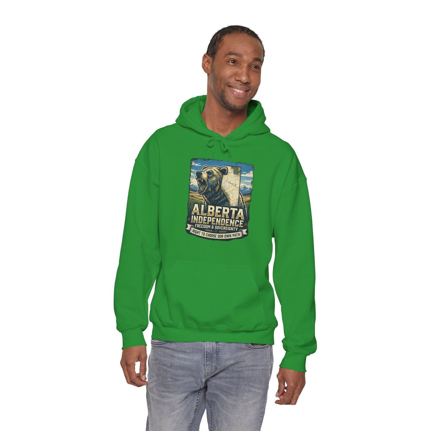 Alberta Grizzly Hoodie — Support Alberta Independence (Bear + Province Outline)