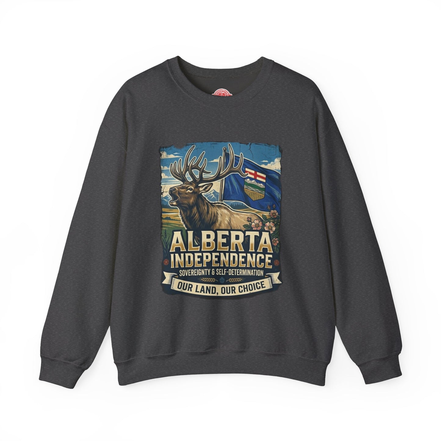 Alberta Independence Sweatshirt — Alberta Flag & Bull Elk
