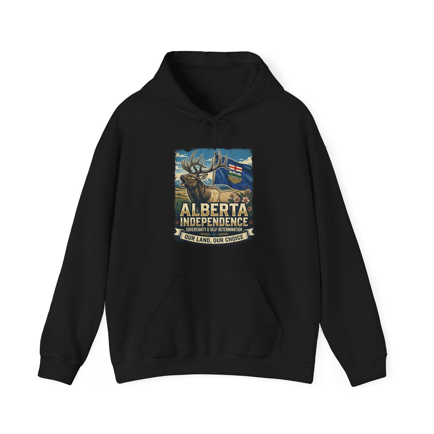 Alberta Independence Hoodie — Bull Elk & Flag