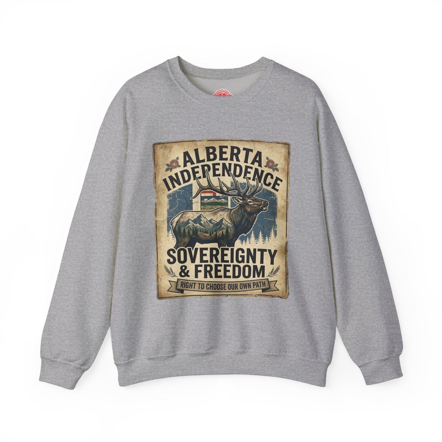 Alberta Independence Elk Sweatshirt — Alberta Flag & Bull Elk Design