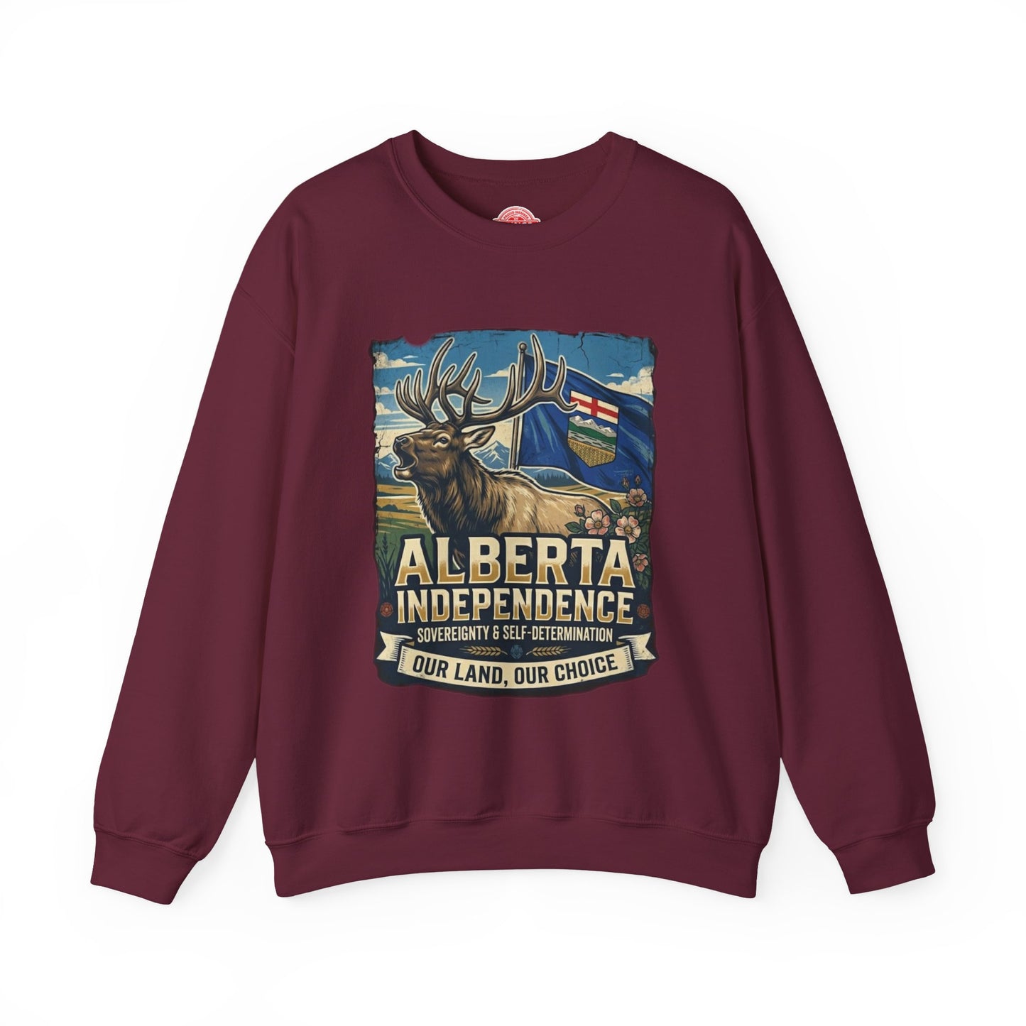 Alberta Independence Sweatshirt — Alberta Flag & Bull Elk